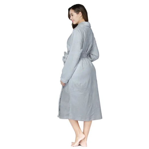 RONGTAI Women's solid color lapel bathrobe autumn and winter models facecloth warm and comfortable long-sleeved robe homewear - AliExpress - Image 4