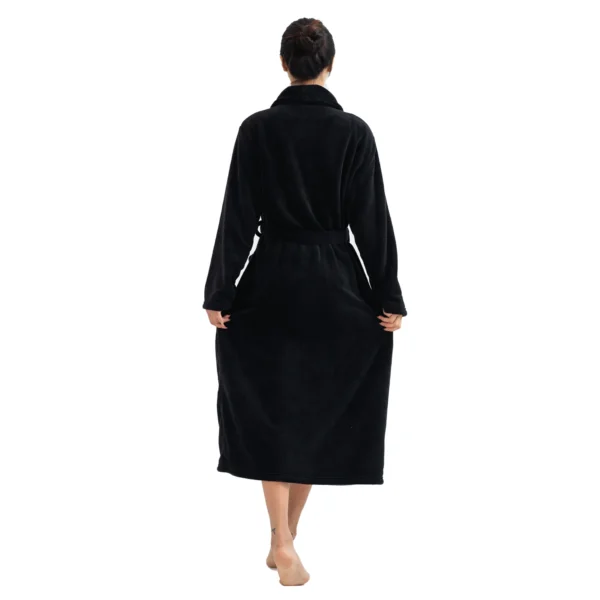 RONGTAI Women's solid color lapel bathrobe autumn and winter models facecloth warm and comfortable long-sleeved robe homewear - AliExpress - Image 2